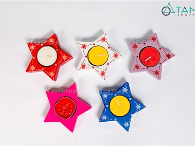 Chân nến ngôi sao gỗ